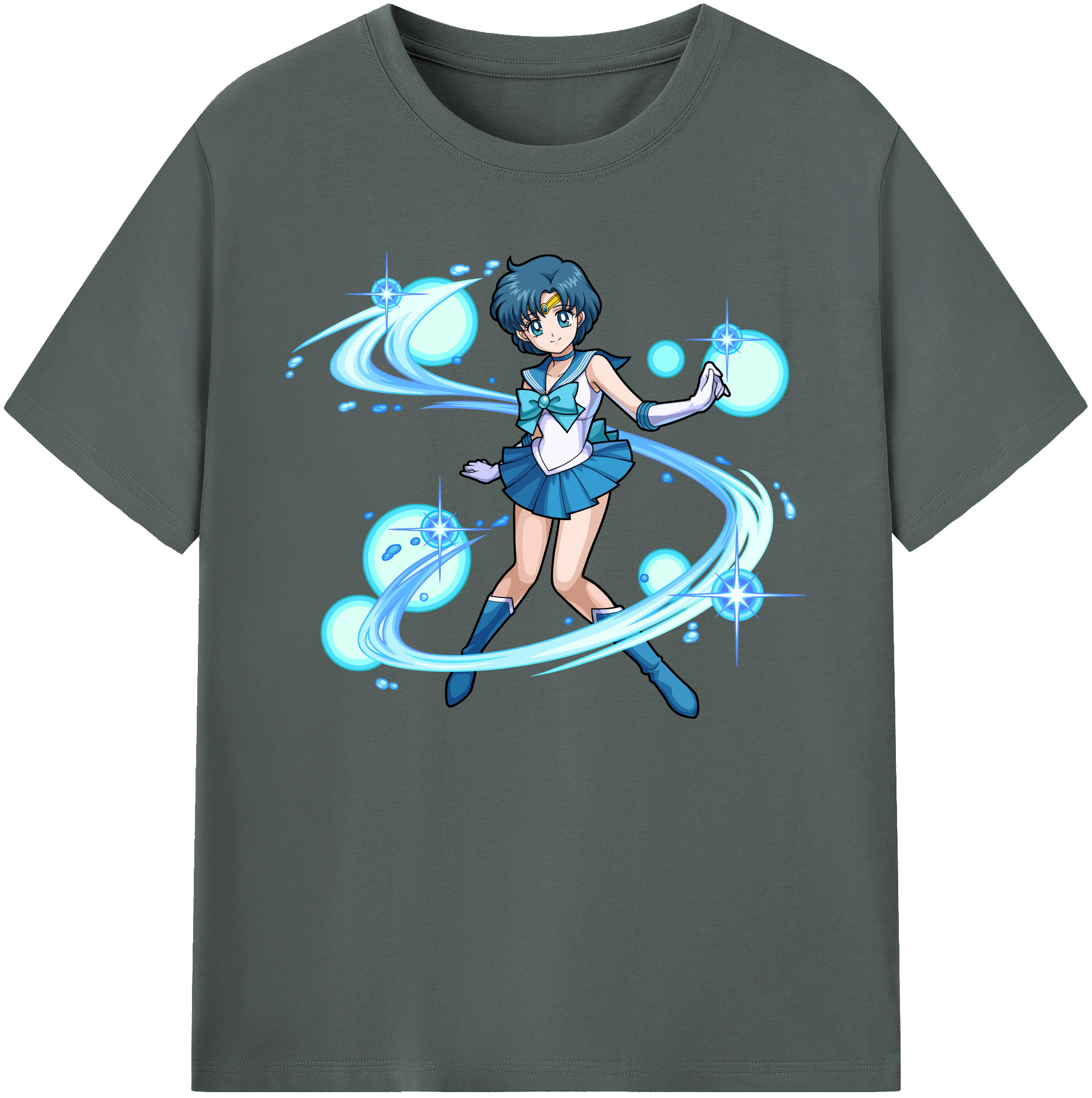 （画像用） 美少女戦士セーラームーン 水野 亜美 みずの あみ Sailor Moon Mizuno Ami 綿100％ メンズ半袖Tシャツ｜肌触りやわらか＆通気性